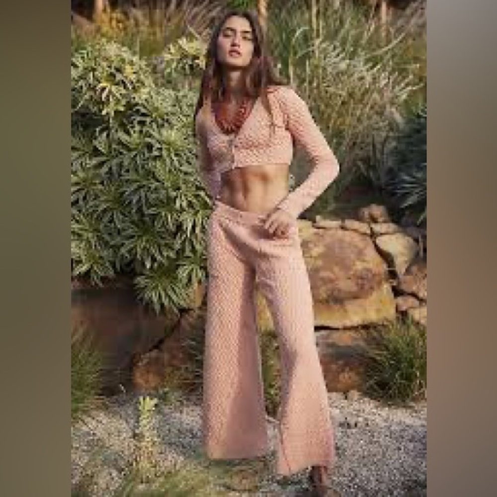 Free People Beach Ziggy Sweater Set Wide Leg medium NEW
